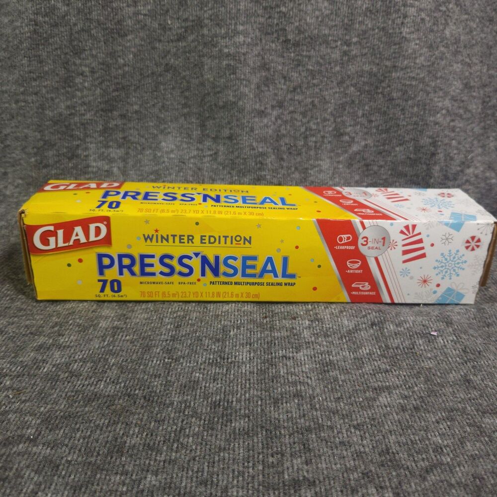 Glad Press'N Seal Winter Edition Patterned Food Wrap 70 sq ft - New